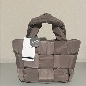 Aristella Quilted Nylon Tote Taupe NWT